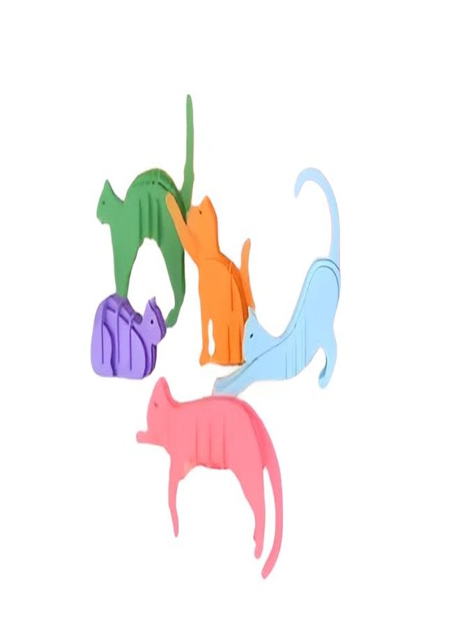 3D CRAFT Cat Puzzle Pieces, 5 Colourful Feline Silhouettes, Decorative Wall Art,Pack of 5,Multicolor,Figure Toy - Image 1